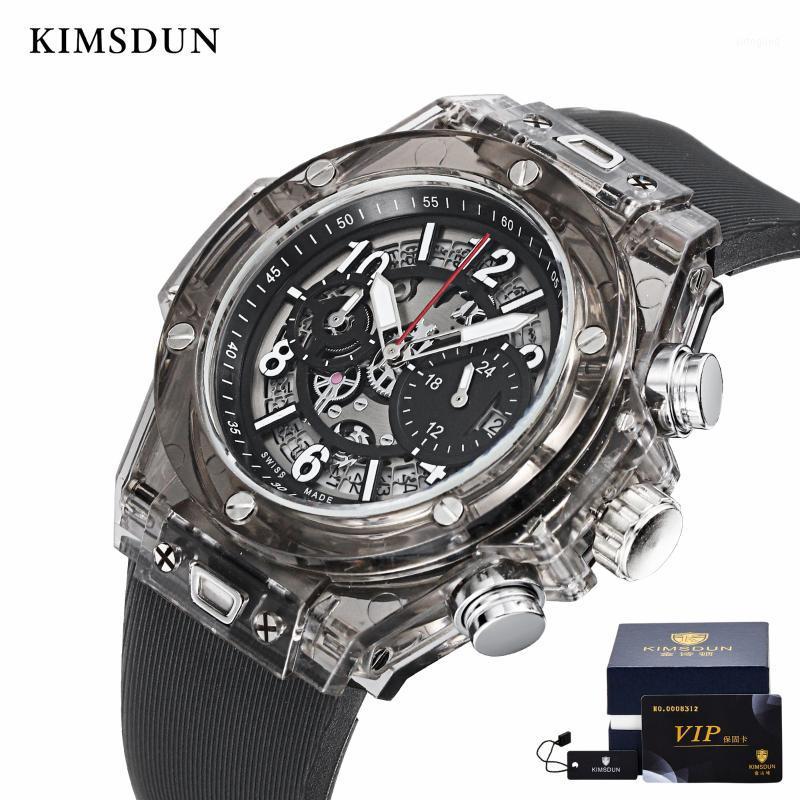 

Wristwatches TOP Men's Fashion Trend Luxury Sports Quartz Chronograph Watch Transparent Classic Silicone Relogio Masculino1, Black