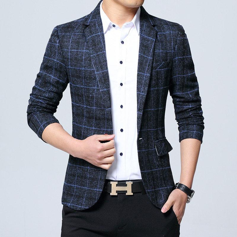 

New Brand Men's Blazer Suit 2021 Spring Autumn Male Business Suit Coat Men Wedding Blazer Slim Fit Coat Top Jacket, Blue