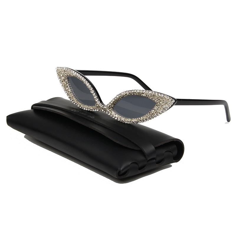 

Sunglasses Sexy Samll Cat Eye Women Vintage Retro Wide Leg Brand Designe Diamond Sun Glasses Female Black Shades UV400