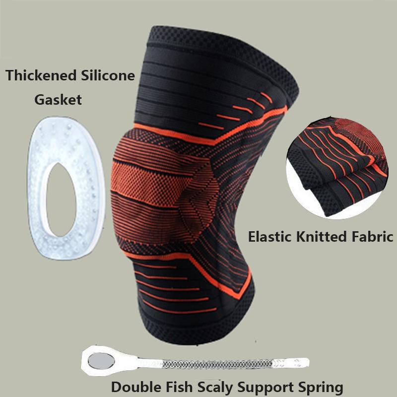 

1PCS Compression Support Kneepads Silicone -absorbing Spring Support Knee Sleeve Basketball Volleyball Meniscus Protection, Green