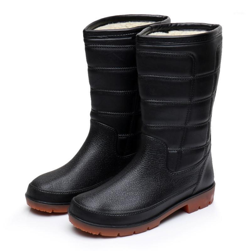 

Plush Rubber Ankle Rain Boots Black Oxfords Causal Snow Booties Female Waterproof Slip On Kitchen Fishing Footwear Shoes Black1, Bk