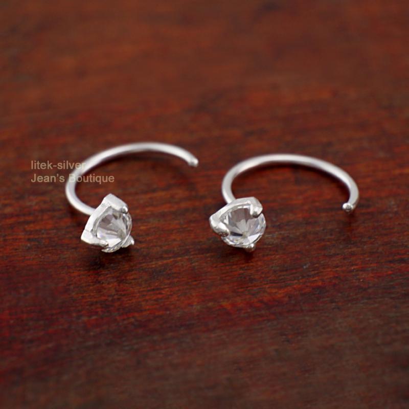 

Stud 925 Sterling Silver Black Zirconia Ear Jacket Hook Earrings Women Men 11mm Jewelry A1514