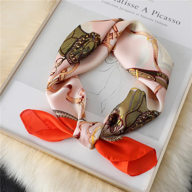 

2021 Lady Silk Square Scarf Print Shawl and Wraps Women Bandana Female Bag Scarves Fashion Neckerchief Head Band Large Hijab New