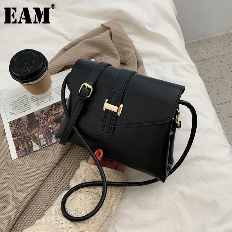 

EAM] Women New Retro High Quality PU Leather Flap Personality All-match Crossbody Shoulder Bag Fashion Tide 2021 18A1564, Black