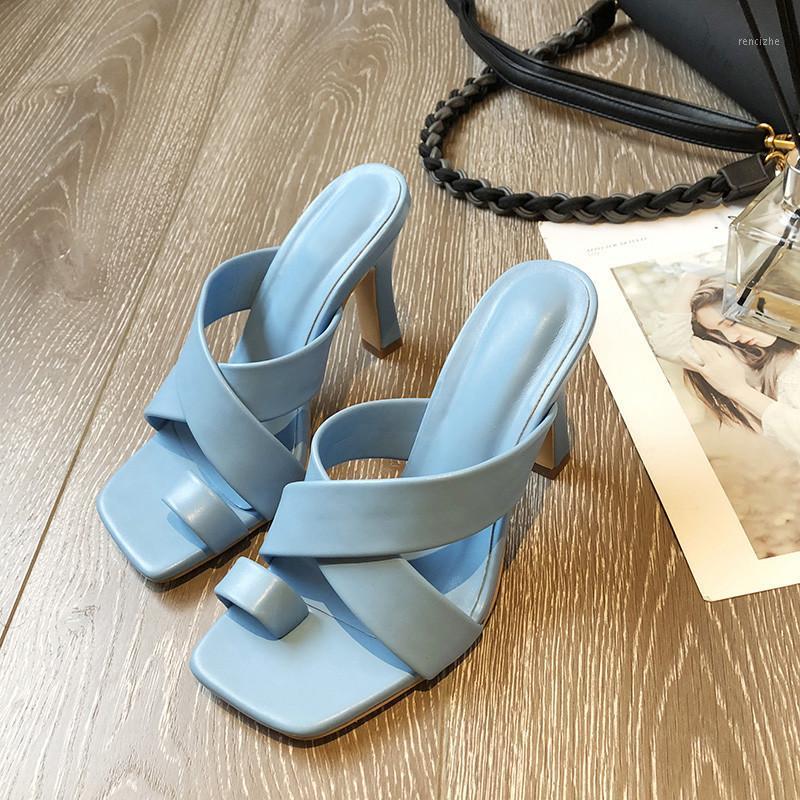 

2020 New Women Slipper Summer Outdoor Sandal Square High Heel Slip On Flip Flop Elegant Women Slides Sandal1, Black