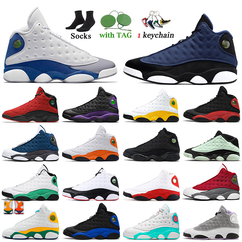 

2022 French Blue Brave Blue 13s Basketball Shoes Jumpman 13 Hyper Royal Women Mens Trainers Black Cat University Gold Del Sol Flint Houndstooth Bred Sports Sneakers, D48 bred 36-47