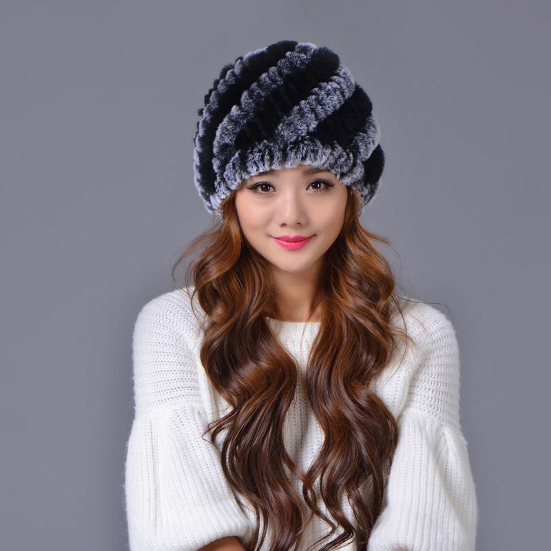 

2020 New Arrival Women Female Knitted Fur Beanie Hat Casual Girl Autumn Winter Thicken Warm Solid Color Female Elastic Cap, White 1