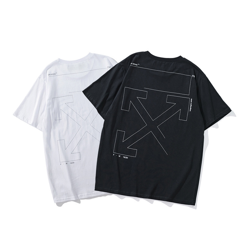 

T shirt Off fashion brand white short sleeve basic boys and girls students' casual, White;black