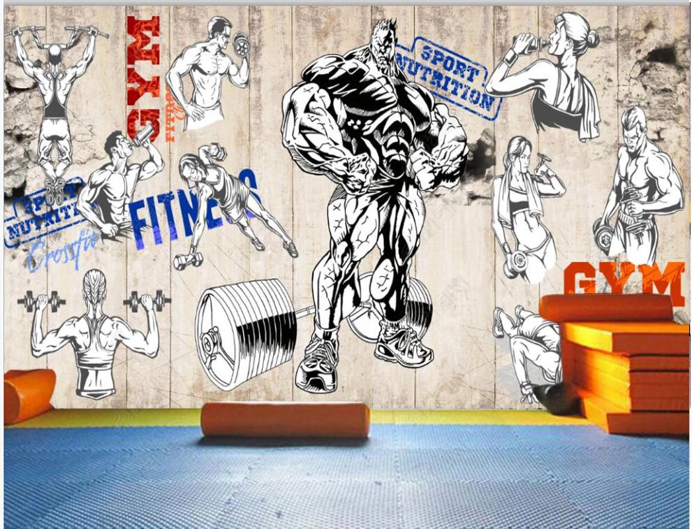 

3d wallpaper custom photo mural Retro nostalgic hercules gym bedroom home decor 3d wall murals wallpaper for living room, Non-woven wallpaper
