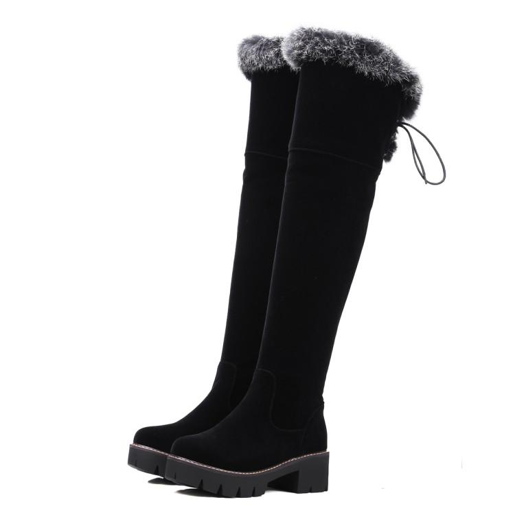 

2020 Botas Mujer Big Size 34-43 Brand Design Patch Color Over The Knee Boots Thick Sole Platform Slim Long Winter Autumn X81-6, Black