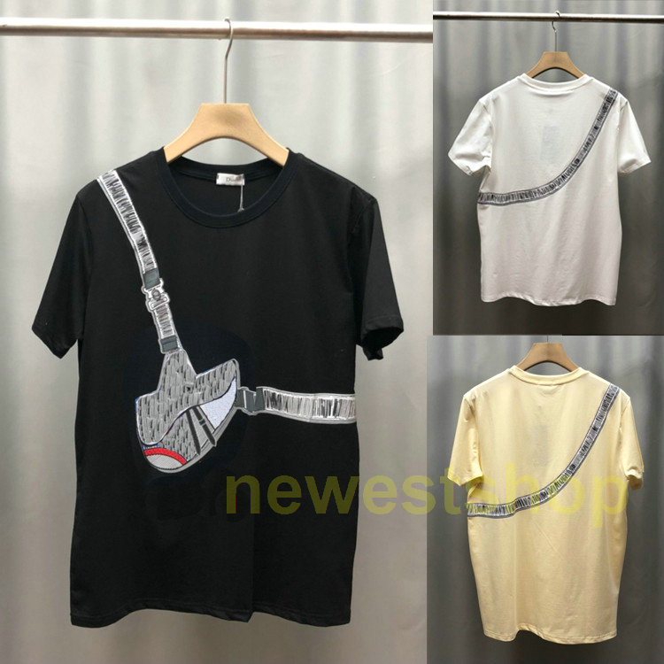 

Summer Europe designer letter shoulder bag print tshirts Top quality paris Luxury flowers printing t shirts Fashion tshirt Casual tee, Black