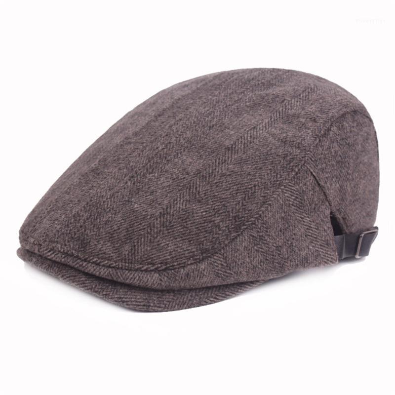 

Autumn Winter Men Beret Cotton Newsboy Hunting Flat Cap Driving Hats breathable Wool Cap Classic Vintage Striped Beret 11.71, Black