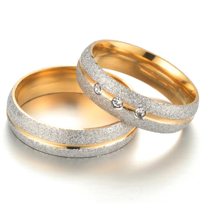 

Titanium Steel Engrave Name Lovers Couple Rings Gold Wave Pattern Wedding Promise Ring For Women Men Engagement Jewelry