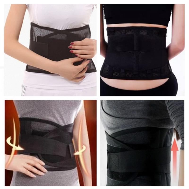 

Lumbar Support Brace Breathable Mesh Four Steels Plate Protection Back Waist Support Belt, As pic