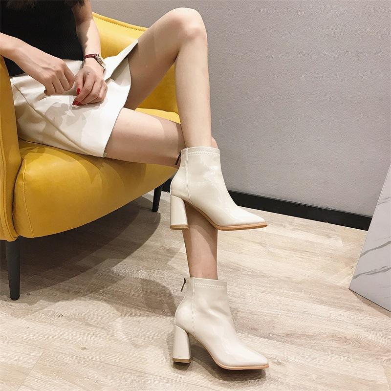

New Women Boots High Heels Round Toe Shoes Woman Winter Shoes Booties Ladies Luxury Designer Boots-women Stiletto 2020 Low
