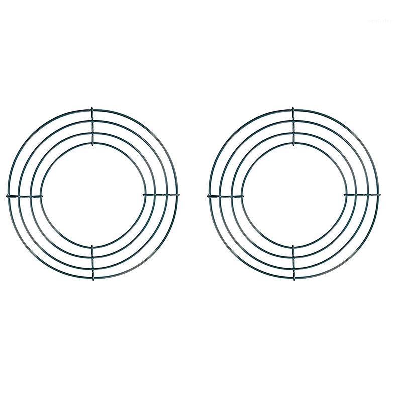 

BMBY-2 Pack Wire Wreath Frame Wire Wreath Making Rings Green for New Year Valentines Decoration (8 Inch)1