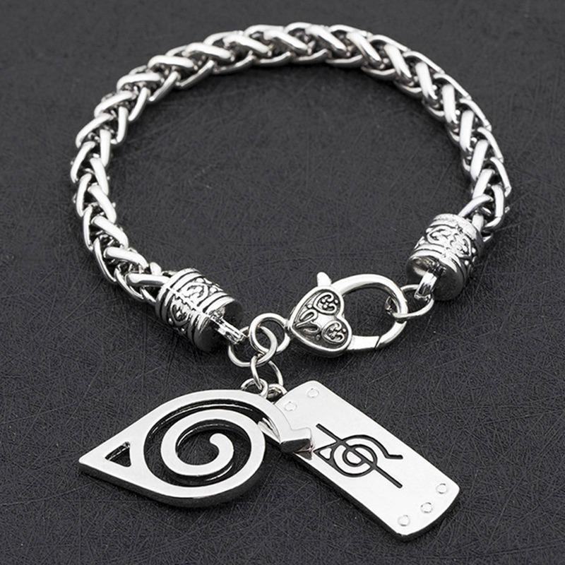 

Naruto Konoha Ninja Village Logo Rebellion Forehead Alloy Bracelet Classic Geometric Charms Cosplay Bracelets Fashion Jewelry