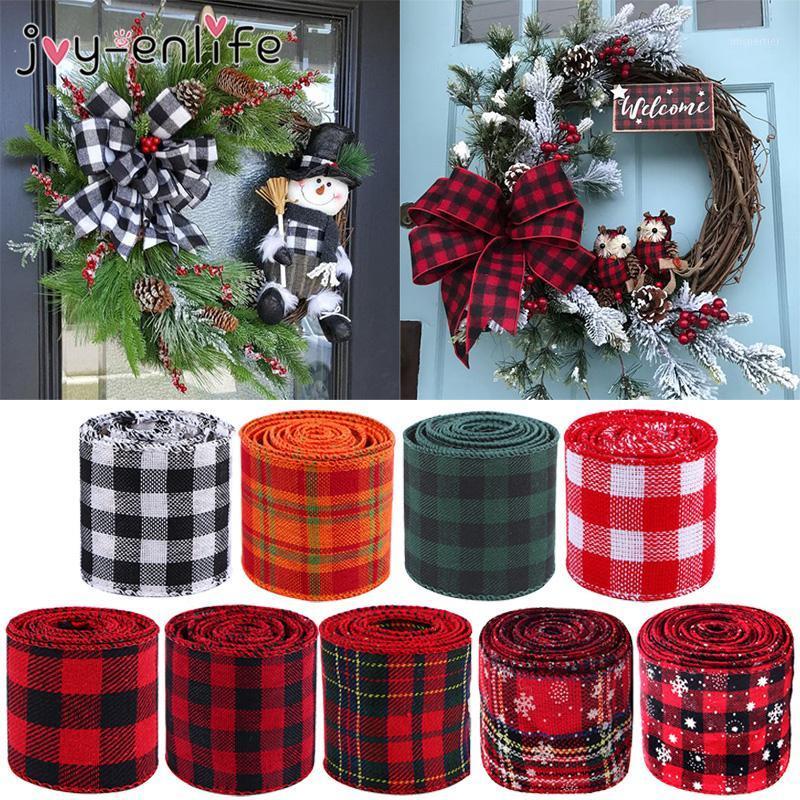 

6m/roll Christmas Linen Tartan Ribbons Fabric Handmade Crafts Gift Packing Christmas Decoration For Home Xmas Noel Natal 20201