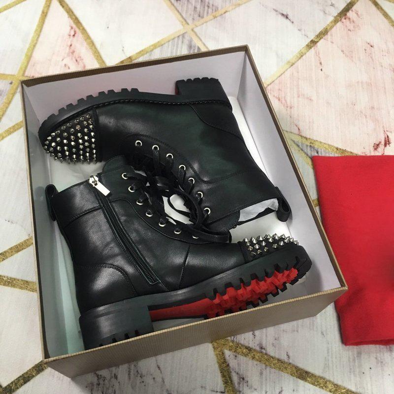 

WOMEN MARTIN BOOTS CALFSKIN LEATHER SPIKES RIVET BOOT LACE UP ANKLE BOTTOM BOTTES BOOTIES AUSTRALIE BOTTINES SNOW BOOTS 6S1, As the pictures show