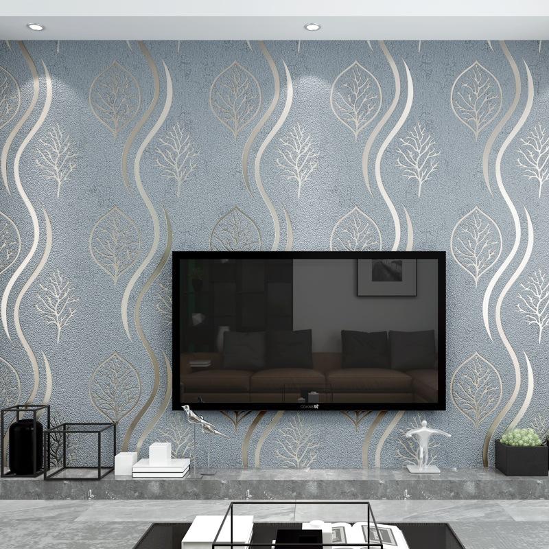 

Modern Simple Cool Elephant 3D Deerskin Velvet Striped Wallpaper TV Bedroom Warm Bedside Non-Woven Wallpaper, 8103
