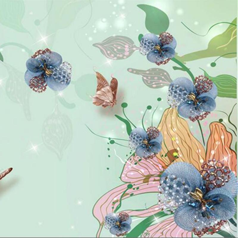 

Jewelry Flowers Wall Mural Chinese Luxury Wallpapers for Living Room Background Walls Papers Home Decor Bedrooms Floral Painting, As picture