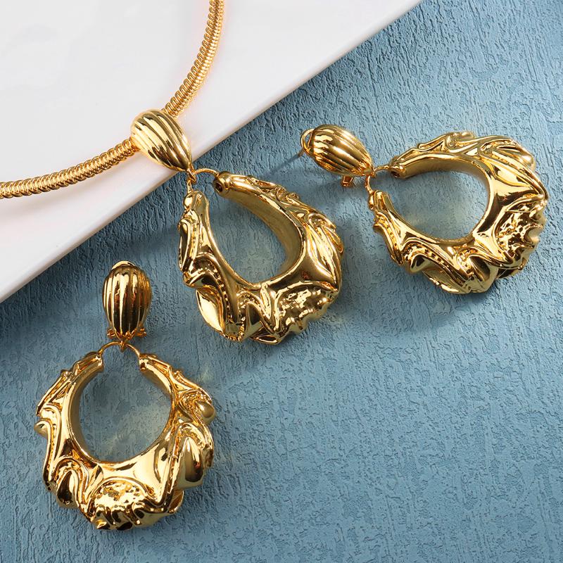 

Earrings & Necklace Fashion Bohemia Jewelry For Women Dangle Dubai Luxury Wedding Drop Engagement Set, Silver