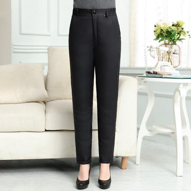 

Winter Women Pants Warm Pants Down Trousers Female Trousers Thick High Waist Pant Russian Women Winter Mother Gifts, Black pants