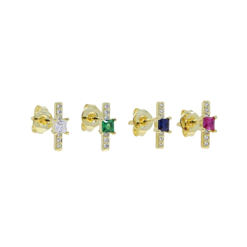 

Stud Simple Colorful Red Blue Green White CZ Cubic Zirconia Fashion Jewelry Multi Colors Minimal Delicate Girl Small Earring
