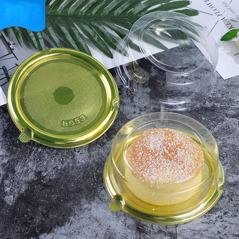 

Round Cheese Cake Box with Gold/Silver Tray Transparent Clear Plastic Cake Container Package Boxes1