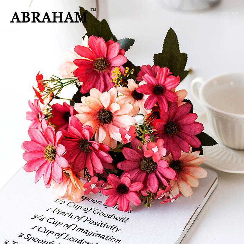 

30cm 10heads Silk Flowers Red Artificial Daisy Flower Bouquet Fake Gerbera Autumn Decoration Floral For Home Wedding Party Decor1