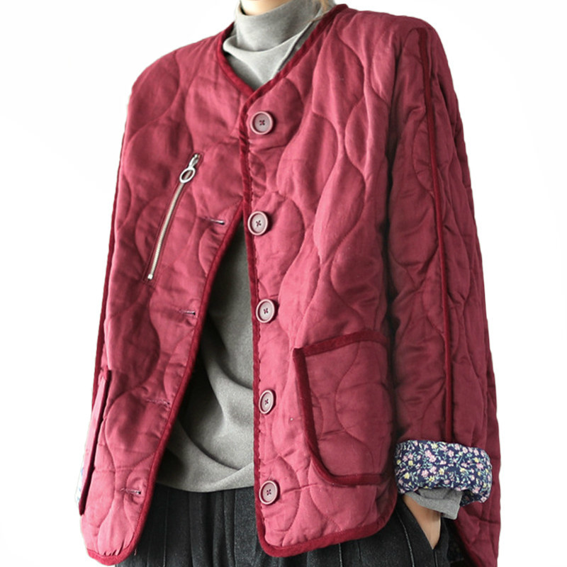 

Winter Style Ladies Designer Large Dimensions the Female Vintage Jackets Warm Padded Clothes Women 3ph6, Red