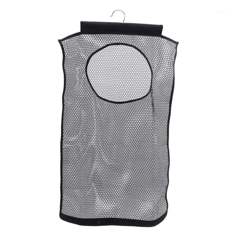 

1pc Mesh Folding Dirty Laundry Bag Hanging On The Wall Door Storage Basket Portable Space Saving Household Storage Bag1