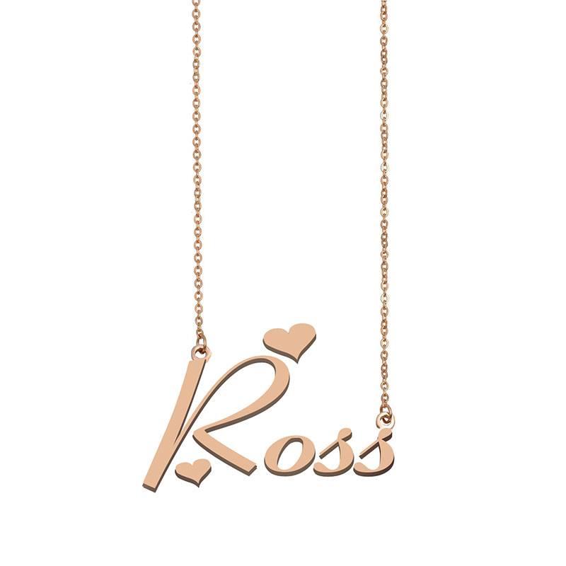 

Ross Name Necklace Custom Nameplate Pendant for Women Girls Birthday Gift Kids Best Friends Jewelry 18k Gold Plated Stainless Steel, Silver
