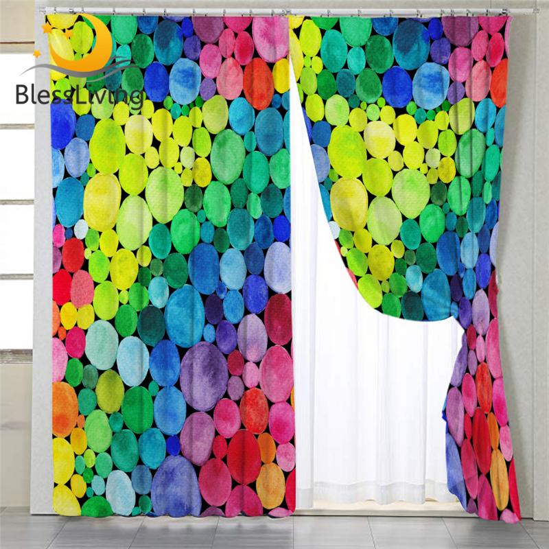 

BlessLiving Colorful Curtain for Living Room Rainbow Circles Bedroom Curtain Watercolor Window Treatment Drapes 1-Piece, 001 1 piece