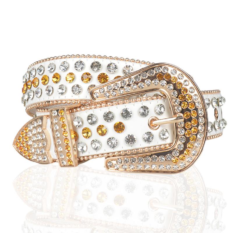 

Belts Women's Needle Buckle Belt Inlaid Rhinestone Widened Lengthened Fashion Personalized Style Punk, Black;brown