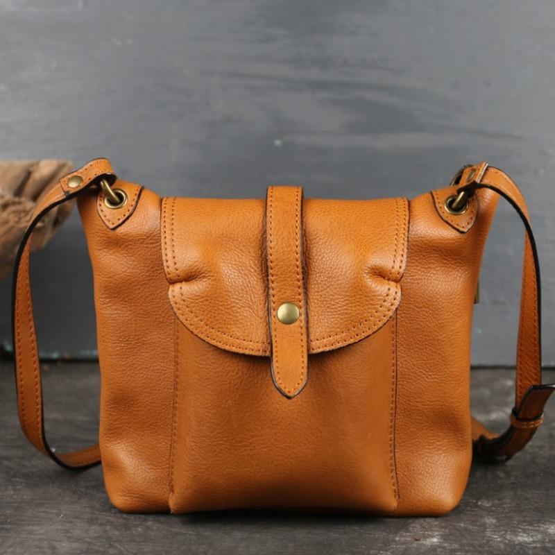 

Women's Leather Bags Vintage 2021 New Full-Grain Leather Shoulder Bag Women's Cross-Body Bag handbags genuine mini, Black