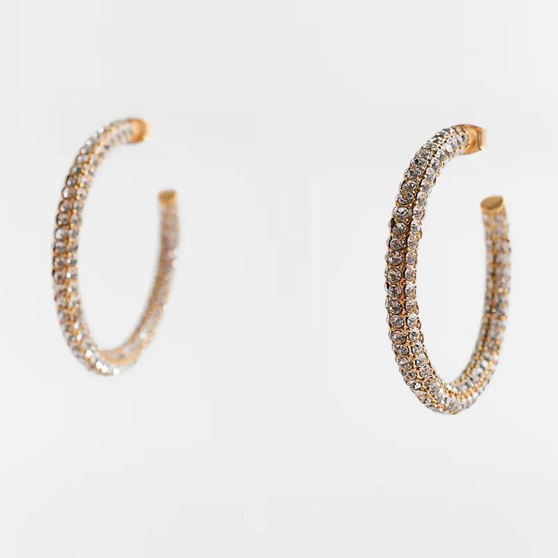 

Earring Trendy Female C Shape Rhinestone Drop Earrings For Women Gold Color Metal Dangle Ladies Party Jewelry Gift & Chandelier, Silver