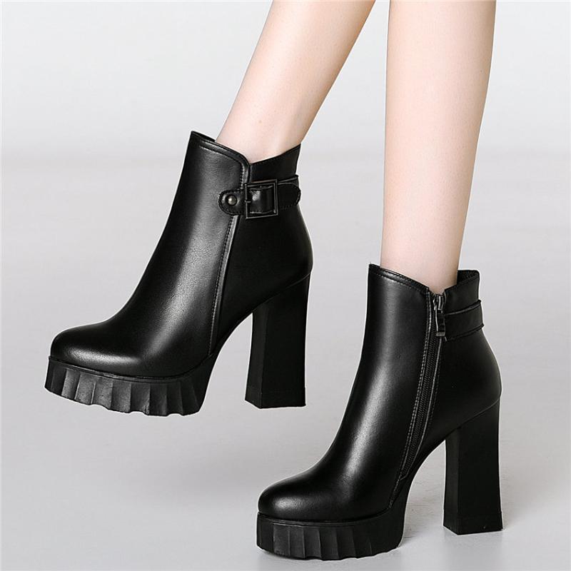 

Women Cow Leather Rough Super High Heels Wedding Party Pumps Lady Round Toe Office Shoes High Top Punk Ankle Boots Casual Shoes1, Beige1