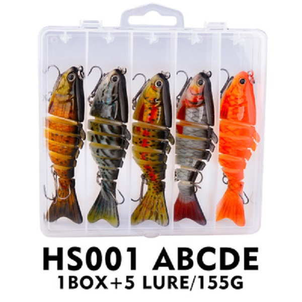 5pcs/box 15.5g 10cm Multi 7 Sections Fishing Lures Simulation Bait Hard Bait For Saltwater Freshwater Trout Bass Salmon-image-637887382