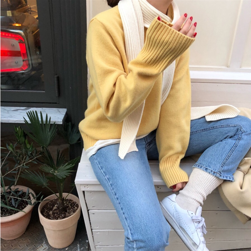 

2021 New Autumn Women Warm Minimalist Knitting Hot Pullovers Elegant Ladies Solid Tops Sw7008 TYB8, Green