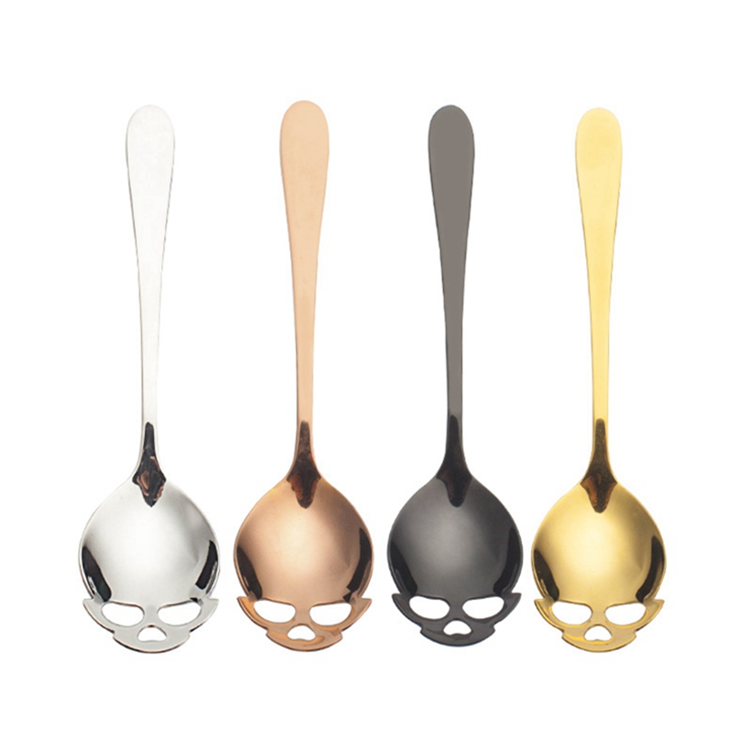 

Stainless Steel Skull Spoons Mixing Coffee Tea Spoons 304 Stainless Steel Skull Creative Spoon 4 Color HHA1616