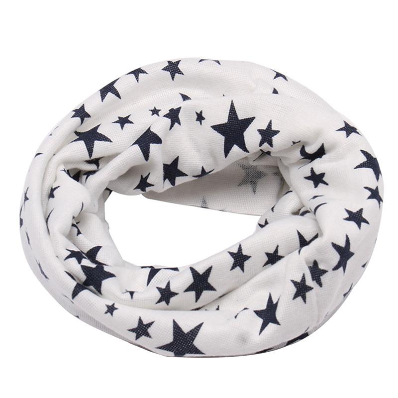 

2020 Autumn Winter Long Warm Star Print Children Scarf Snood Outdoor Neck Warmer O Ring Scarf For Kids Baby Cotton Ring