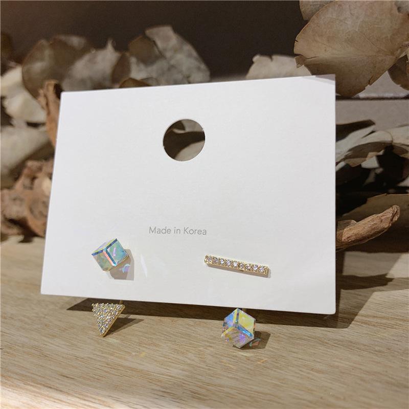 

Personality Simple Crystal Rhinestones Geometric Triangle Square Asymmetry Earrings for Girl Women Fashion Accessories Jewelry