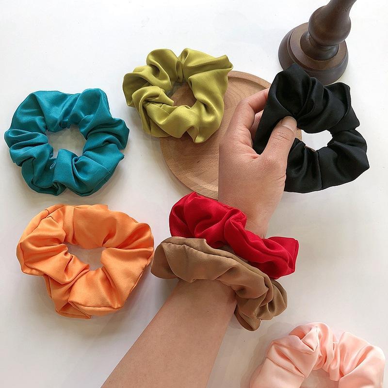 

1 pcs/lot kids rope Elastic Hair decorations Bands Band Accessories gum for Girls Scrunchy Headbands Rubber French retro silk1, Black