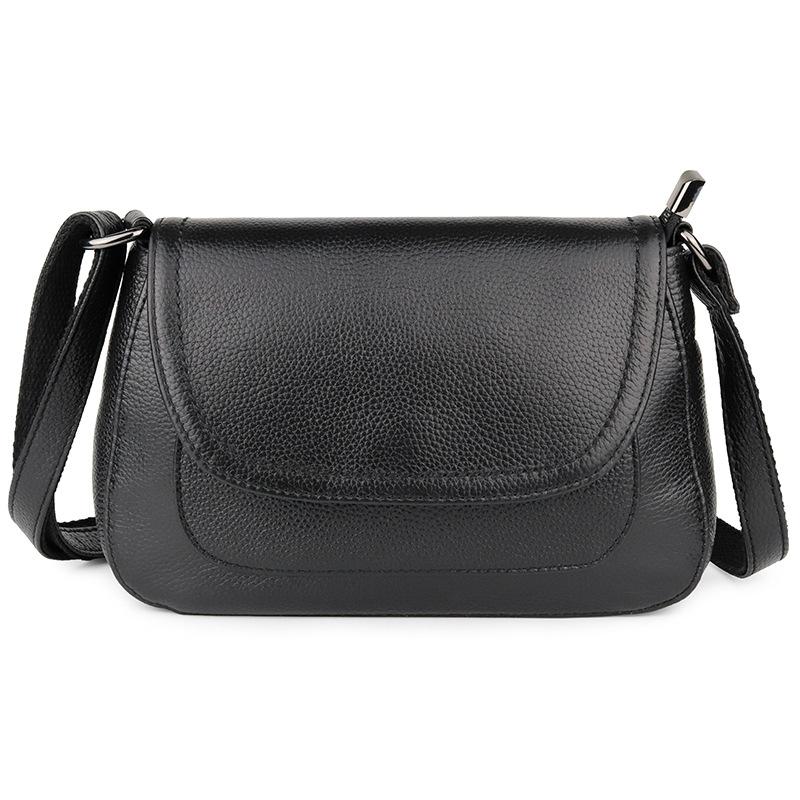 

New cowhide Crossbody Bag women's top leather shoulder bag, Black