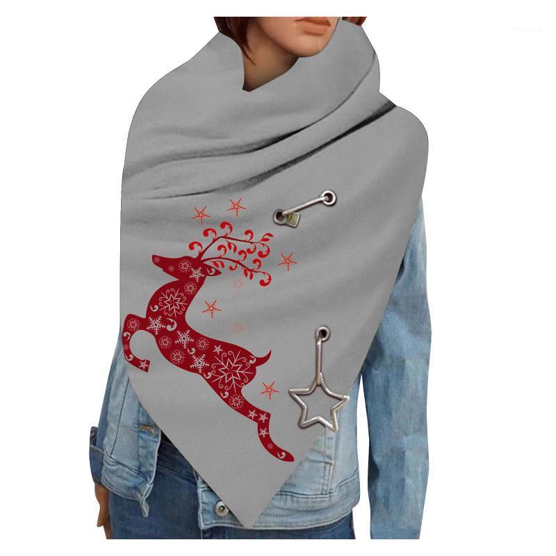 

Fashion Scarf Winter Elegant Women Paisley Christmas Elk Print Szalik High Quality Button Soft Wrap Casual Warm Scarves Shawls1, Blue;gray