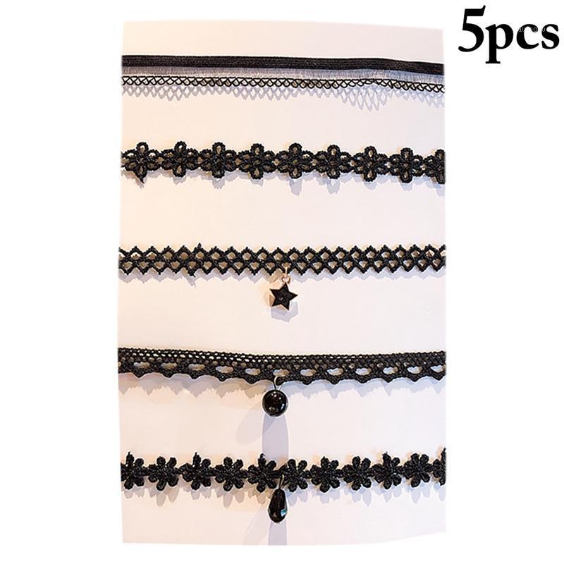 

Chokers 5pcs Women Sexy Lace Choker Necklace Set Classic Clavicle Vintage Necklaces Collier For Bijoux1