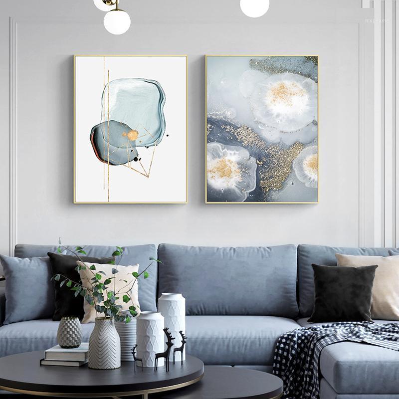 

Nordic Abstract ink stone lines Wall Art Canvas Painting blue Poster Print Wall Picture for Living Room dinner room Morden Decor1