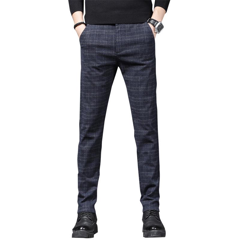 

Pants For Men Stretch Business Mens Suit Pants Classic Straight Wedding Dress stripe male Trouser Office, Black