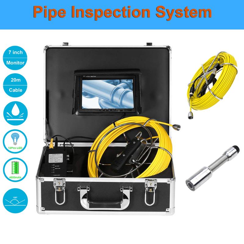 

23mm 1000TVL Camera Pipe Sewer Video Inspection Drain Pipe Camera With 7inch Display 12pcs Led